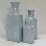 گلدان پلی استر نقرآبی سه عدد
