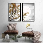 تابلو دو تکه طرح درخت پاییز